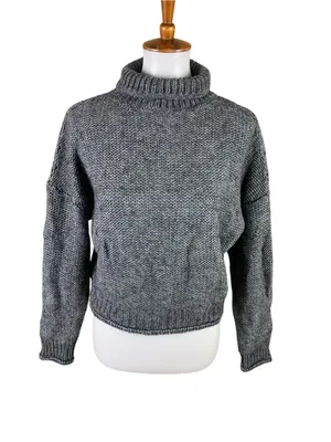 Anthropologie XS Gray Chunky Knit Turtleneck Sweater Oversized Cozy Minimalist thumbnail 2