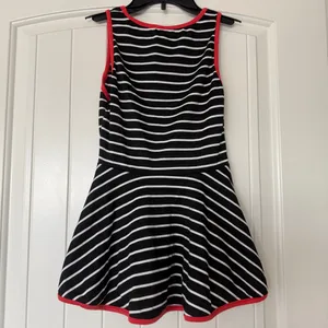Y2K Coquette Striped Peplum Top ❤️ Black White Red Trim Cutout Dollcore Size Small thumbnail 4