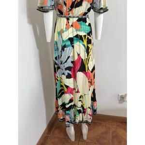 Flying Tomato Tropical Floral High Low Hem Midi Dress Plunge Neckline Size M thumbnail 10