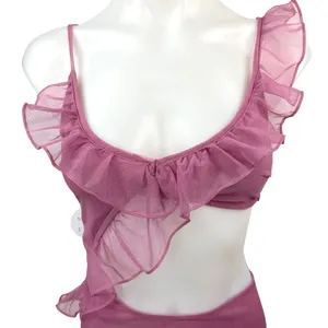 NEW Revolve x More to Come Pink Mesh Ruffle Cutout Payton Mini Dress Size S thumbnail 7