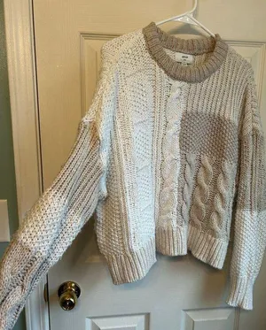 Aerie Neutral Chunky Sweater - Medium thumbnail 2
