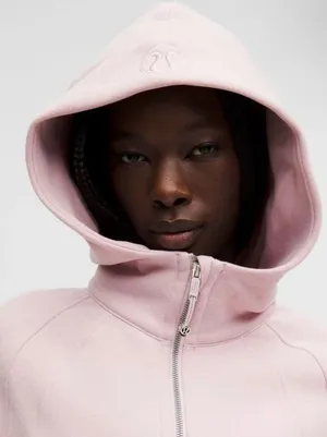 NWT Lululemon Scuba Oversized Half-Zip Cropped Hoodie in Porcelain Pink Sz M/L thumbnail 3