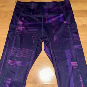 Brooks Women's Running Leggings Purple Geometric Activewear Size L No drawstring thumbnail 2