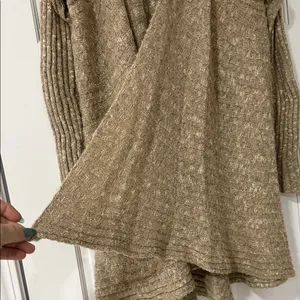 Free People Cozy Tan Women's Sweater Beached Shelled Size XS Oversized thumbnail 4