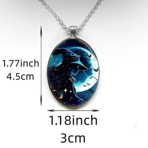 Gothic Aesthetic Oval Witch Avatar‎ Zinc Alloy Necklace Trendy Silver Plated thumbnail 4
