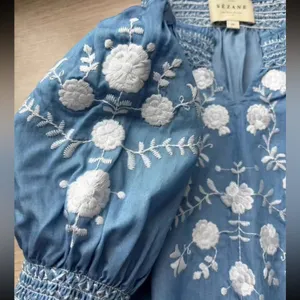 Sézane Blue Floral Embroidered Top 40 thumbnail 6