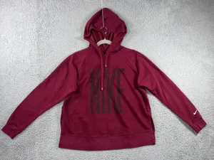 Nike Dri-FIT Hoodie‎ Women Medium Sparkle Logo Spell Out Swoosh Active Pullover thumbnail 1
