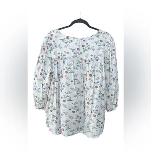 Falls Creek Women's XL‎ Floral Print V-Neck High Low Top 3/4 Sleeve CottageCore thumbnail 5