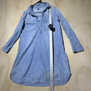 Old Navy Women's Chambray Shirt Dress Size L Blue Denim Look Long Sleeve thumbnail 6