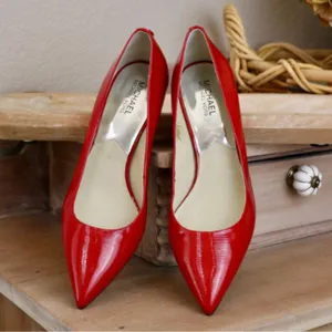 Michael Kors Red Patent Leather Pointed-Toe Stiletto Heels thumbnail 6