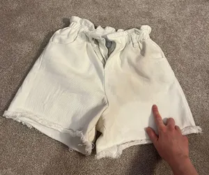 Princess Polly white high waisted denim shorts with the elastic waistband thumbnail 7