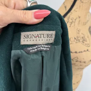 Vtg Wool Cashmere‎ Blend Blazer Dark Green Women 16 Pea Coat Single Breasted thumbnail 3