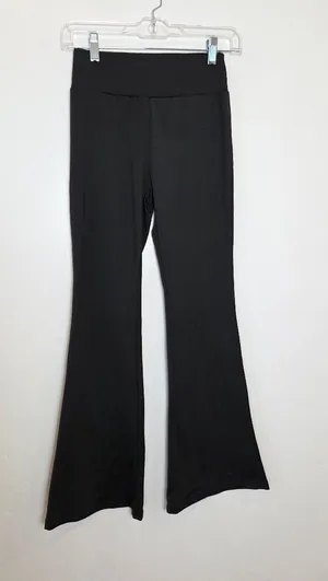 Flare Leg Black Yoga Pants Mid Rise Gym Workout Y2K 90s Wide Leg Bratz Small thumbnail 1