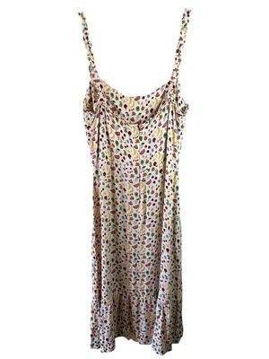 Reformation Cream Fruit Print Tancy Midi Dress Ruffle Hem Size 12 thumbnail 5