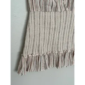 Veronica Beard Medium Cox Smocked Striped Mini Dress Beige Rose Gold Boho Chic thumbnail 11