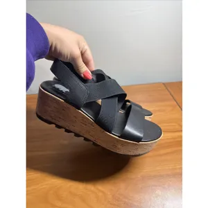 SOREL CAMERON Flatform Slingback Wedge Sandals Black Size 7.5 thumbnail 7