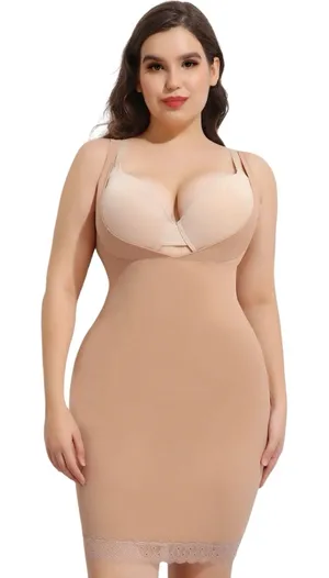 NWT JoyShaper Beige Open Bust Shapewear Lace Slip Dress Medium thumbnail 1