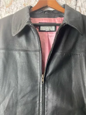 Wilson’s Leather Vtg Y2K Classic Black Leather grunge retro moto Zip-Front Jacket L thumbnail 7