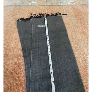 Cashmere Feel Italy Design Scarf Gray Herringbone Fringed 58”x12.5” Unisex thumbnail 4