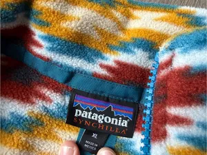 Patagonia Synchilla Aztec Fleece Full Zip Vest Jacket Yellow Blue Red Size XL thumbnail 4