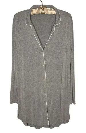 Recliner‎ Sleepshirt Nightgown Dress S Long Sleeve Button Down Pajamas thumbnail 1