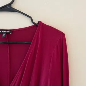 S- Ruby Red Express Wraparound Midi Semi-Formal V-Neck Dress‎ thumbnail 2