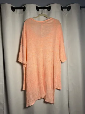 Free People Linen Blend High Low Orange Top Size Large thumbnail 5