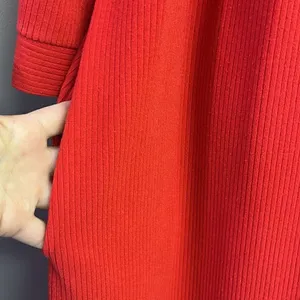 Vintage Vanity Fair Vibrant Red Full-Length Ribbed Wrap V-Neck Robe with Belt-Sm thumbnail 9