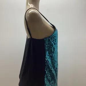 Modern Attraction Size Medium Sequin Teal Cami Top With Adjustable Straps. New Blue thumbnail 3