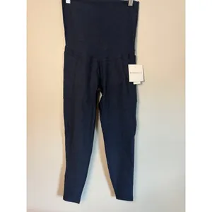 Beyond Yoga Beyond The Bump Spacedye Navy Leggings Pockets Sz M NWT thumbnail 3