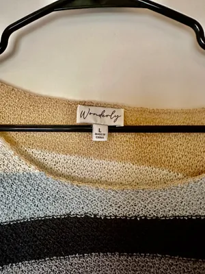 Belk Tan Striped Knit Sweater thumbnail 2