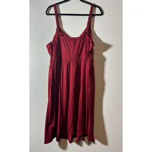 Pinup Fashion NWT Size 24W Burgandy Red Ruched Bodice Sleeveless Midi Dress thumbnail 2