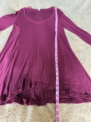 Free People Burgundy Soft Ribbed Long Sleeve Shirt Boho‎ Whimsy A-line XS thumbnail 8