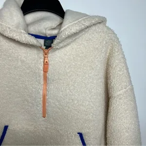 Wild Fable‎ off white Sherpa hooded pullover quarter zip size large thumbnail 5