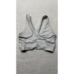 Alo Yoga Wild Thing Ruched V-Neck Sports Bra Light Gray Small W7135R thumbnail 2