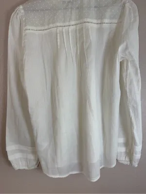 Quince Organic Textured Cotton Peasant Blouse in White size Large $158 thumbnail 15