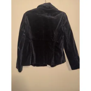 Old Navy Black Velvet Pea Coat Jacket Womens Lined L Dark Academia Preppy Fall thumbnail 5