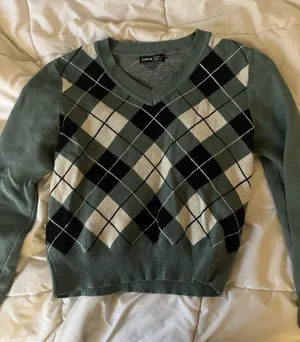 Shein Argyle Teal Sweater thumbnail 1