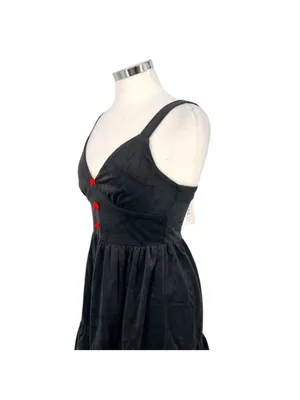 Cider Goth Coquette Red Bow Sweetheart Mini A-Line Dress Black Size Medium NWT thumbnail 3