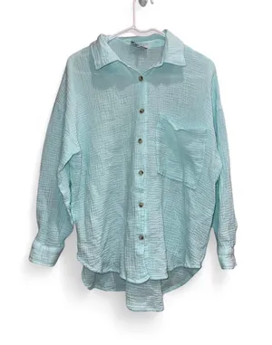 ACOA Oversized Gauze Boyfriend Shirt Blue thumbnail 1
