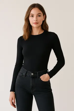 ZARA Black Long Sleeve Bodysuit thumbnail 1