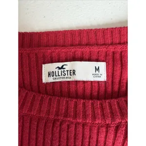 Hollister Sweater medium Red Cotton Blend Stretch Knit Fitted Ribbed streetwear thumbnail 7