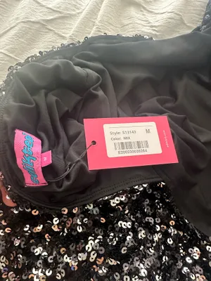 NWT Edikted Black Sequin Long Sleeve Dress thumbnail 3