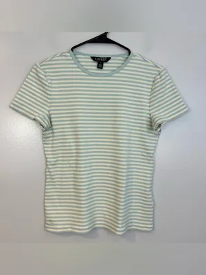 Ralph Lauren Black Label Striped Stretch Cotton Crewneck Tee Blue/Ivory Medium thumbnail 2