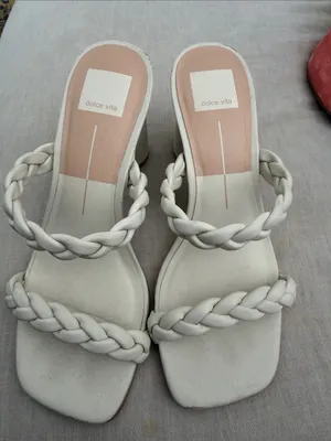 Dolce Vita White Braided-Strap Block Heel Sandals thumbnail 1