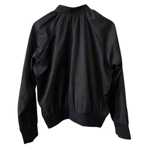 FREE PEOPLE Black Midnight Satin Full Zip Oversized Bomber Jacket L thumbnail 12