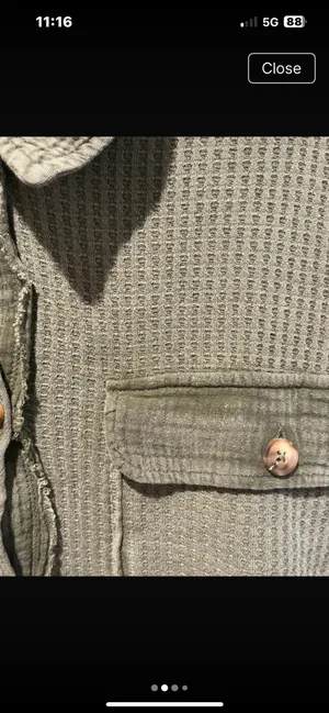 Briggs New York Olive Green Waffle Knit Shacket Shirt Jacket Medium thumbnail 2