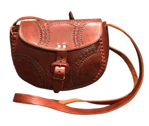 Genuine leather handmade brown crossbody bag/saddle bag thumbnail 1
