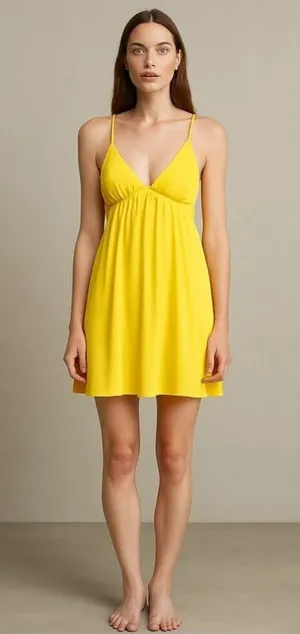 Papaya Halter Neck Fit and Flare Yellow Dress Small thumbnail 1