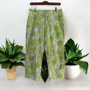 Lilly Pulitzer Crop Pants Green 6 Women Tropical Fruit Floral Print Stretch thumbnail 3